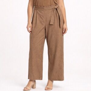 Zac & Rachel Brown High Waist Wide Leg Tie Front Pants - Size 12